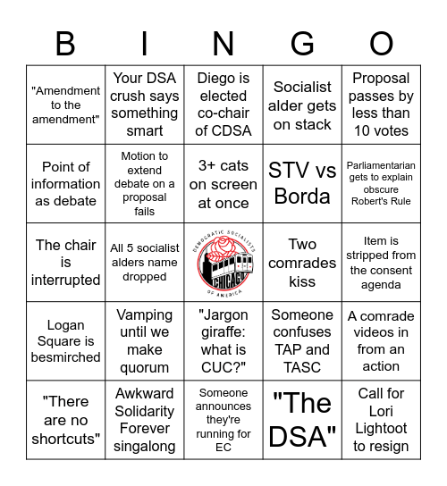 CDSA Chapter Convention Bingo Card