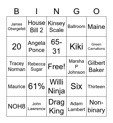 Pride Bingo! Bingo Card