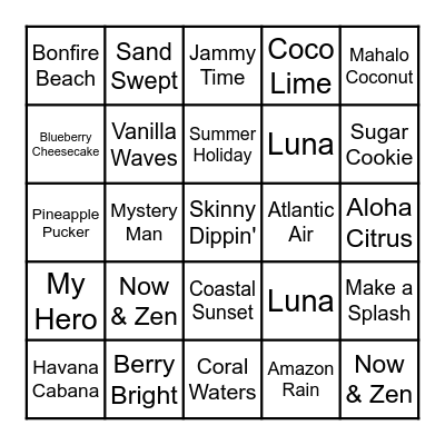 Scentsy Bingo Card