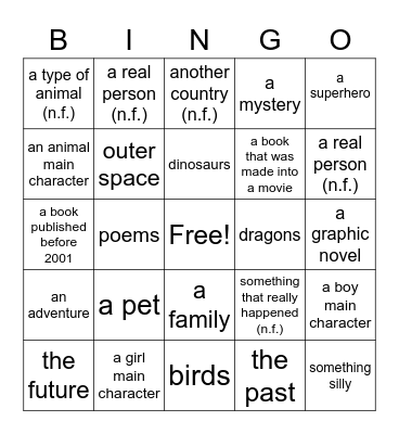 Bingo for Dum-Dums! Read a book about... Bingo Card