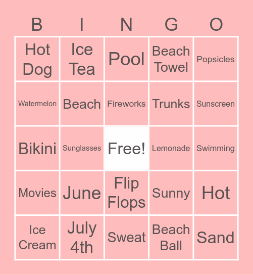 Summer 2021 Bingo Card
