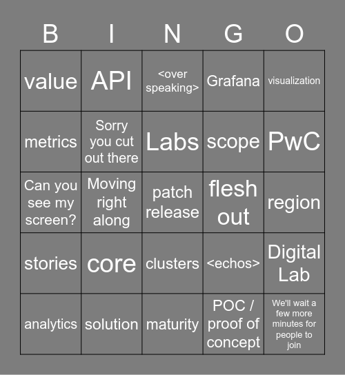 PI8 Bingo! Bingo Card