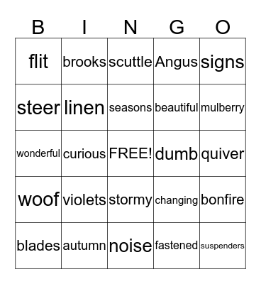 Bear's Bingo Card