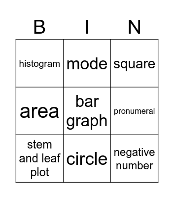 Semester 1 Bingo Card