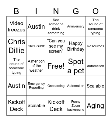 FIRE RMS BINGO Card
