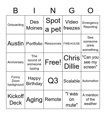 FIRE RMS BINGO Card