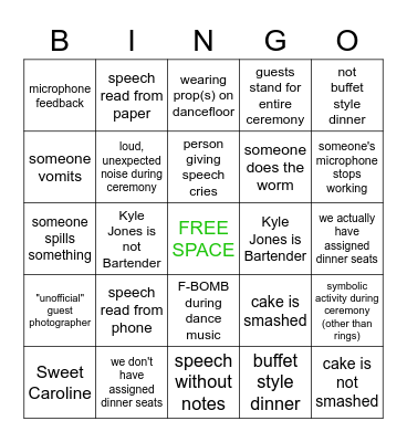 Wedding Bingo Card