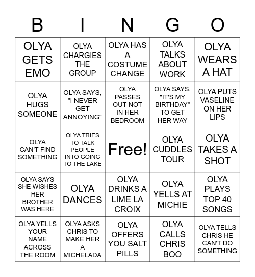 OLYAPALOOZA!! Bingo Card