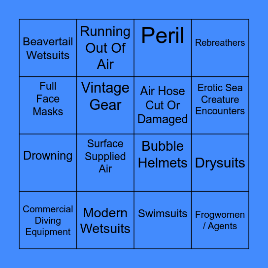 SCUBA Fetish Bingo Card