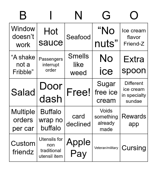 Friendly’s Expo Bingo Card