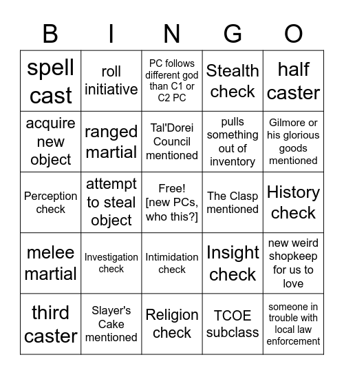 The Summer Of Aabria Begins [Critical Role EXU 1.01] Bingo Card