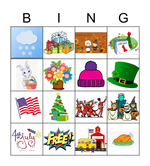 Months & Holidays Bingo Card