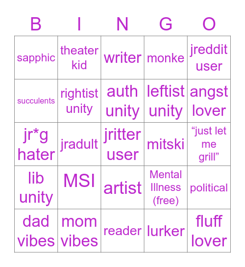 PolitiGirls Bingo!! Bingo Card