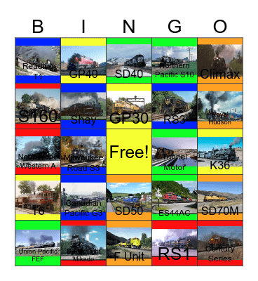 Mountain Railroads Bingo Card