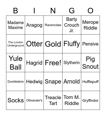 Harry Potter Trivia Bingo Card