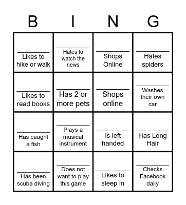 My Supports - Get to know you Bingo Card