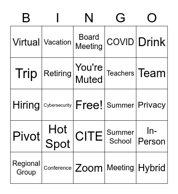 CITE Virtual Happy Hour Bingo Card