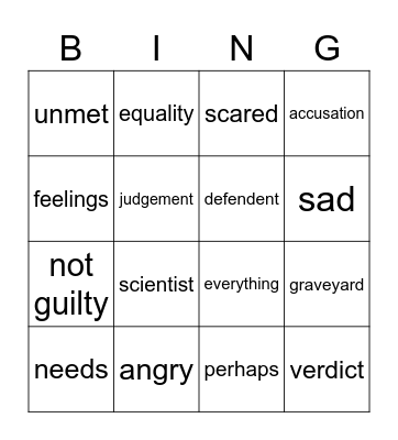 Vocabulary Bingo Card