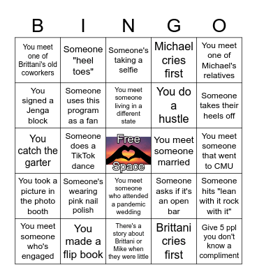 Wedding Bingo Card