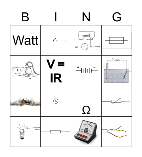 Electricity Bingo Card