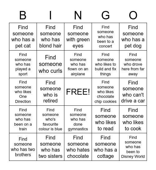 FInd Someone Who... Bingo Card