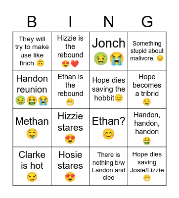 Legacies 3x16 Bingo Card