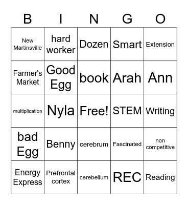 energy express Bingo Card