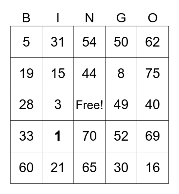 Team robee bingo Card