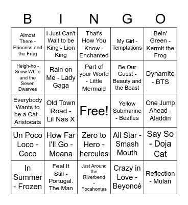 Music Bingo #2 Bingo Card
