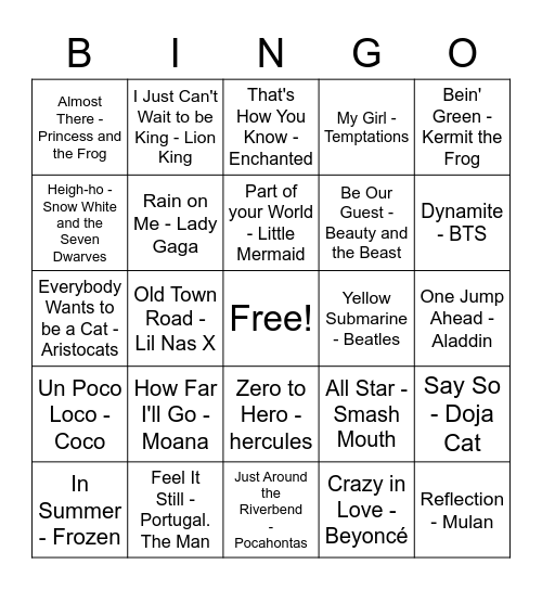Music Bingo #2 Bingo Card