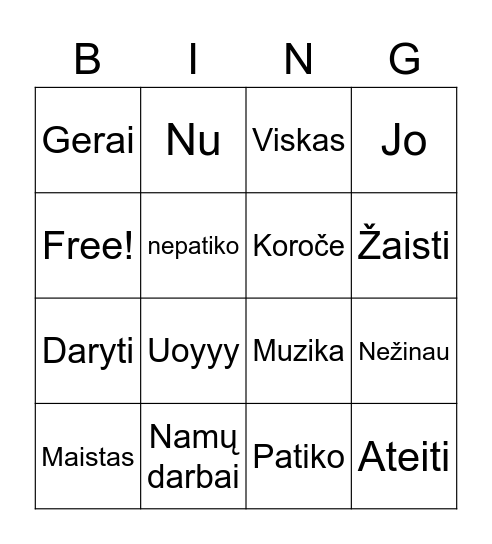Artūras Bingo Card