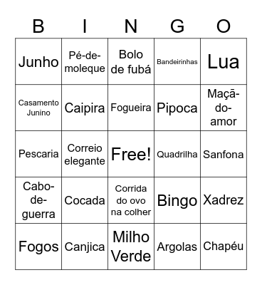 Festa Junina Bingo Card