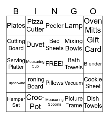 Samantha's Bridal Shower Bingo Card