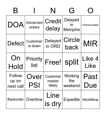 GE Call Bingo Card