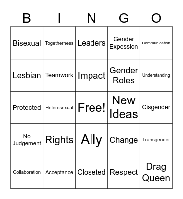 Pride Month Bingo Card