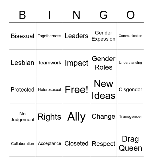 Pride Month Bingo Card