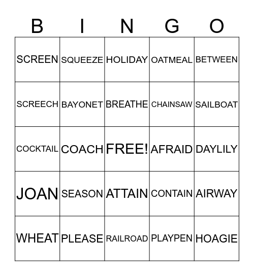 VOWEL TEAMS Bingo Card