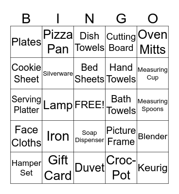 Samantha's Bridal Shower Bingo Card