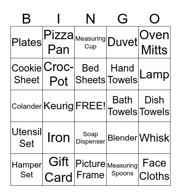 Samantha's Bridal Shower Bingo Card