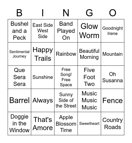 June Music Bingo Card