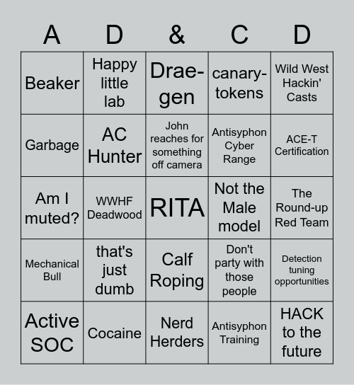 SOC Core Skills Bingo Card