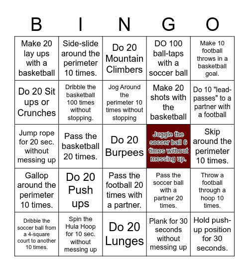 Fitness Bingo (Spring) Bingo Card