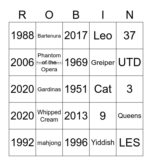 70 & Sassy Bingo Card