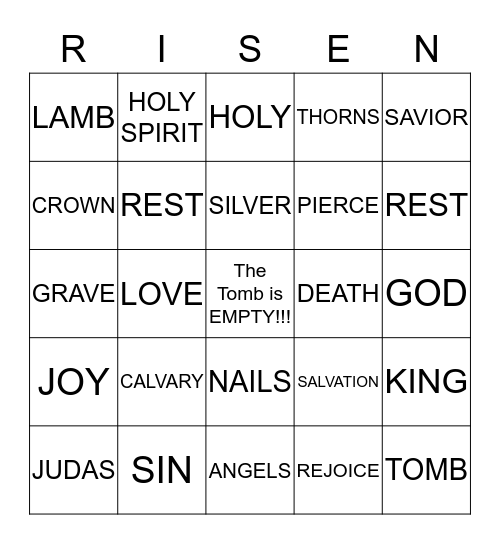 He Died So That We Could Live!!! Bingo Card