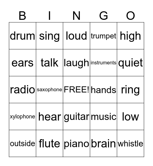 Whats That Sound BINGO Card