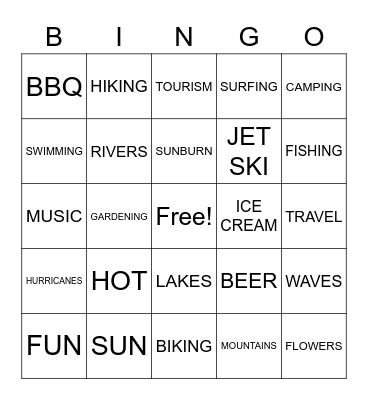 SUMMERTIME Bingo Card