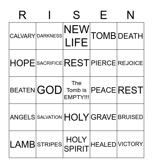 HE Died So That We Could Live!!! Bingo Card