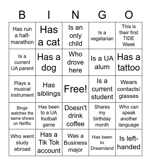 TIDE Week 2021-Find Someone Who: Bingo Card