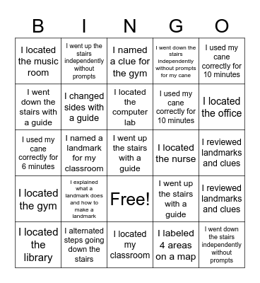 October O&M-Mason Bingo Card