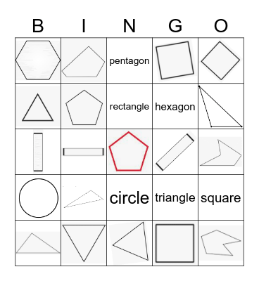 2D shapes Bingo Card